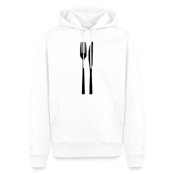 Couteau fourchette - fourchette cuillère - Sweat à capuche Premium bio Homme - blanc - Devant - Nico (187cm)