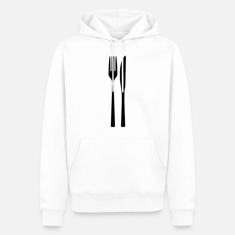 Messer Gabel - Spoon Fork - Männer Premium Bio Hoodie - Weiß