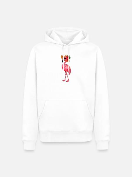 Flamingo Sommerhut Flair - Männer Premium Bio Hoodie - Weiß