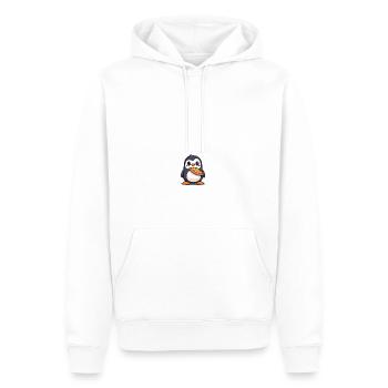 Pinguin süß mit Pizza - Männer Premium Bio Hoodie - Weiß - Vorne - Nico (187cm)