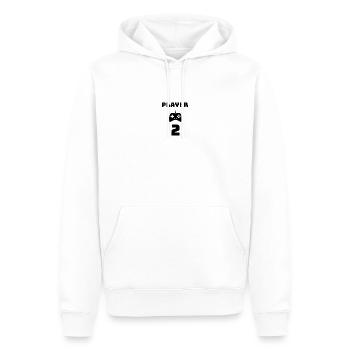 Player 2 - Männer Premium Bio Hoodie - Weiß - Vorne - Nico (187cm)