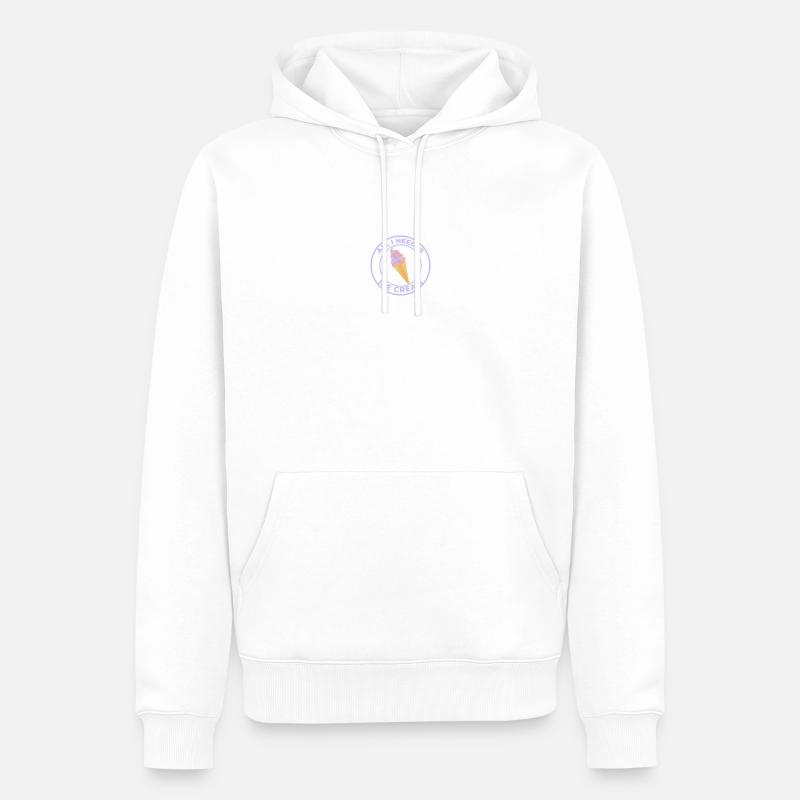 TOUT CE DONT J’AI BESOIN, C’EST DE CRÈME GLACÉE - Sweat à capuche Premium bio Homme - blanc