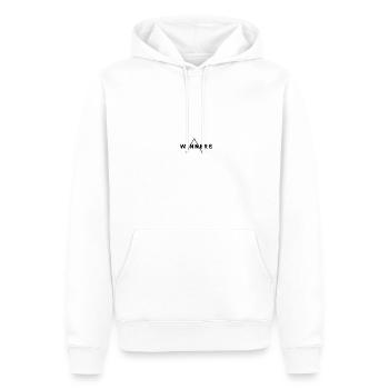 Winners Triangle Range - Black Logo - Men’s Premium Organic Hoodie - white - Front - Nico (187cm)