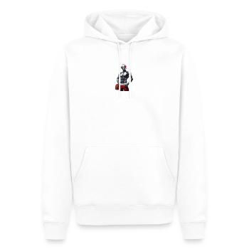 Cyberrobot avec chapeau de Père Noël et cadeau - Sweat à capuche Premium bio Homme - blanc - Devant - Nico (187cm)
