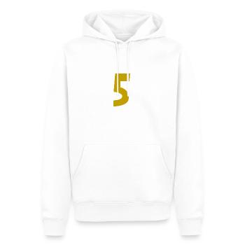 5. 5 ANS. 5e ANNIVERSAIRE. ANNIVERSAIRE 5 ANS. 5 - Sweat à capuche Premium bio Homme - blanc - Devant - Nico (187cm)