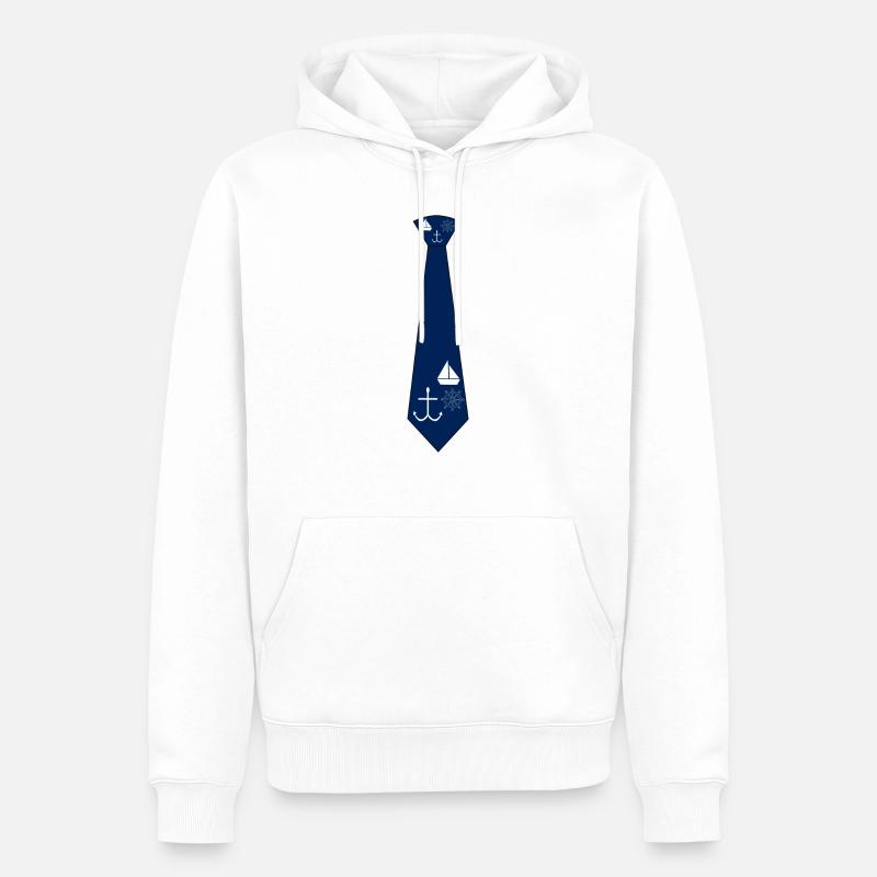 Cravate avec design maritime - Sweat à capuche Premium bio Homme - blanc