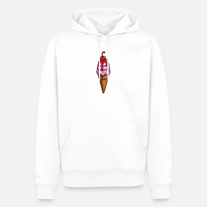 Kirsche Erdbeere Eiscreme - Männer Premium Bio Hoodie - Weiß