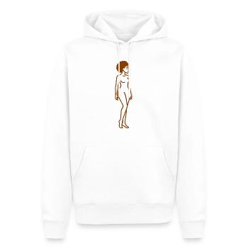 Afro Woman Line Art – Minimaliste One-Line - Sweat à capuche Premium bio Homme - blanc - Devant - Nico (187cm)