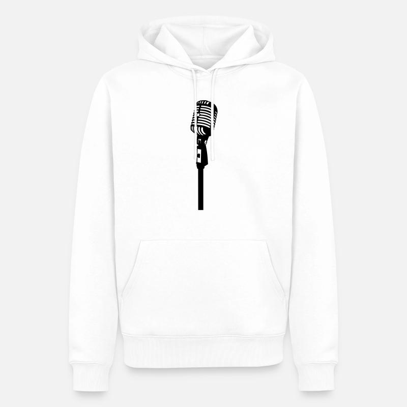 Oldschool Microphone - Sweat à capuche Premium bio Homme - blanc