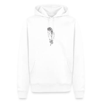 Kleine Feder Grau Handgezeichnet (Taube) - Männer Premium Bio Hoodie - Weiß - Vorne - Nico (187cm)