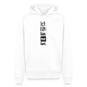 Ich bin hier nur Gast. - Männer Premium Bio Hoodie - Weiß - Vorne - Nico (187cm)