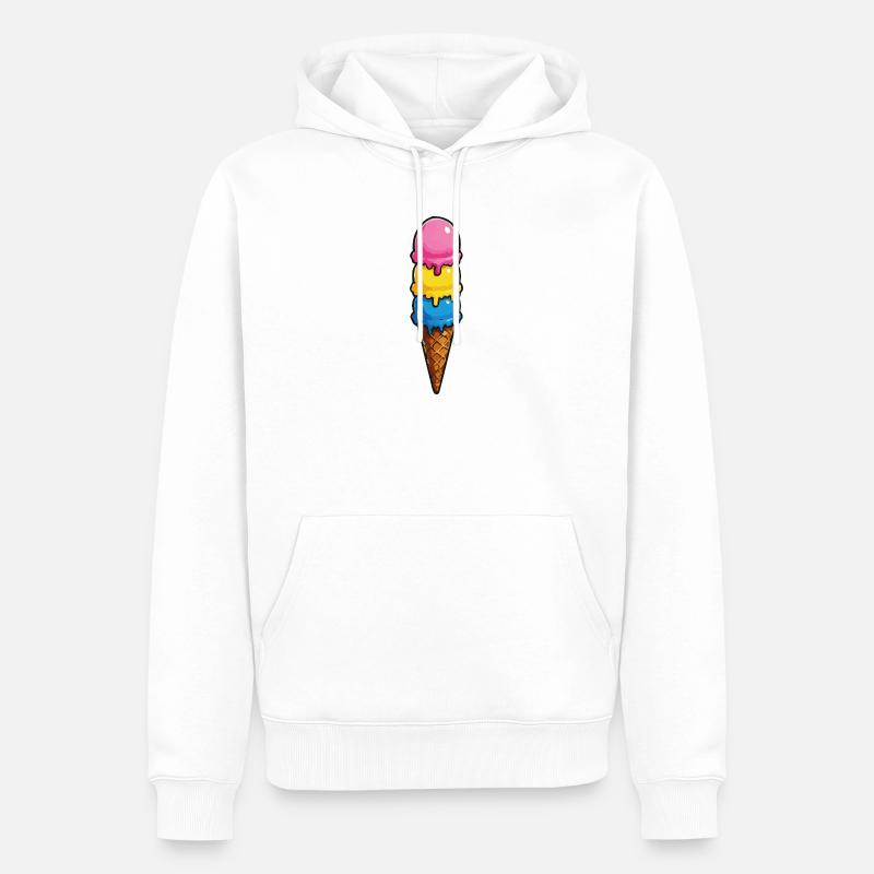 Dreifarbene Eiscreme Pyramide - Männer Premium Bio Hoodie - Weiß
