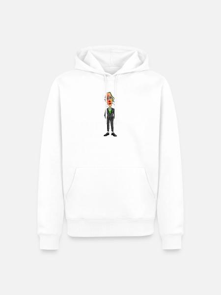 Surrealer Anzugträger mit Neon Grün - Männer Premium Bio Hoodie - Weiß