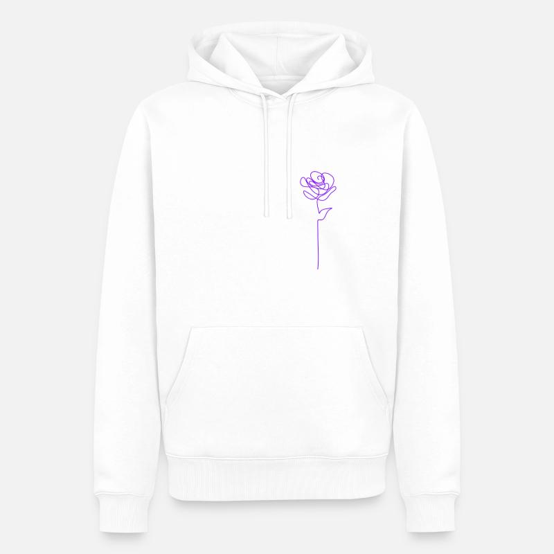 Fleur violette en Line art - Sweat à capuche Premium bio Homme - blanc