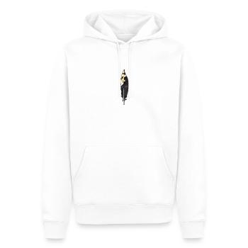Kleine Feder Schwarz Handgezeichnet (Buntspecht) - Männer Premium Bio Hoodie - Weiß - Vorne - Nico (187cm)