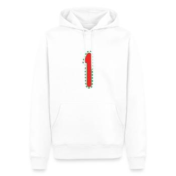 1. 1 Jahr. 1. JAHRESTAG. 1-JÄHRIGES JUBILÄUM - Männer Premium Bio Hoodie - Weiß - Vorne - Nico (187cm)