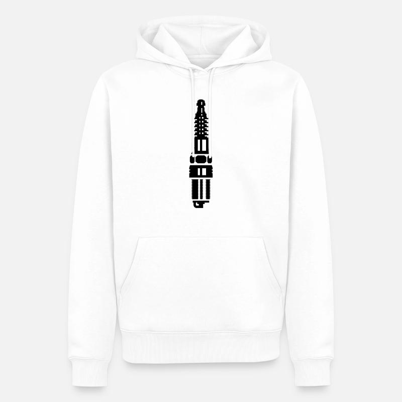 fiche de bougie / allumage (1c) - Sweat à capuche Premium bio Homme - blanc