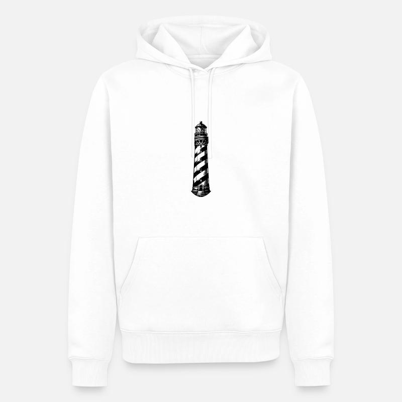 Phare rayé sur la côte - Sweat à capuche Premium bio Homme - blanc