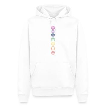 7 Chakra Symbole - Farben Zuordnung - Männer Premium Bio Hoodie - Weiß - Vorne - Nico (187cm)