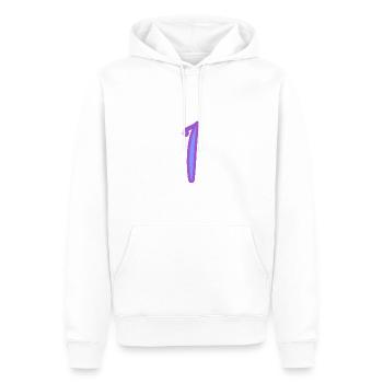 1. 1 AN. 1er ANNIVERSAIRE. ANNIVERSAIRE 1 AN - Sweat à capuche Premium bio Homme - blanc - Devant - Nico (187cm)