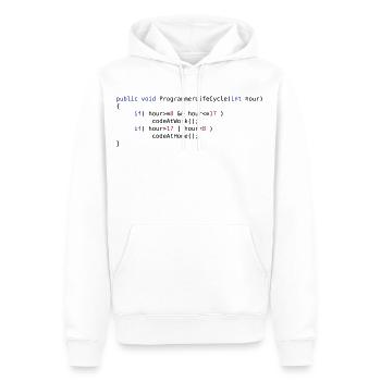 CODE AT WORK OR CODE AT HOME - JAVA PSEUDO - Sweat à capuche Premium bio Homme - blanc - Devant - Nico (187cm)