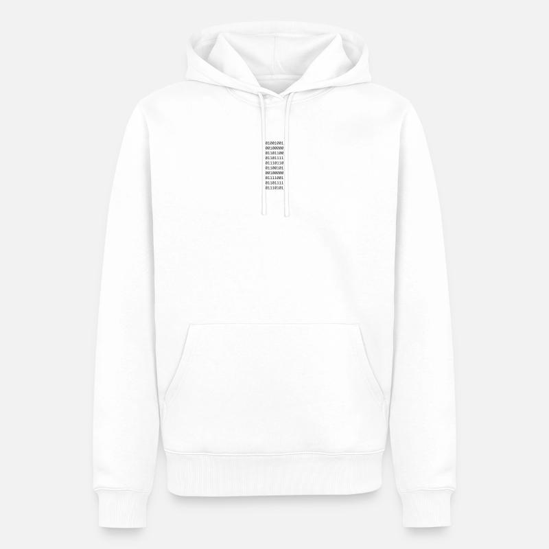 "I LOVE YOU" in binary code. - Men’s Premium Organic Hoodie - white