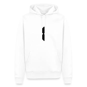 1. 1 AN. 1er ANNIVERSAIRE. ANNIVERSAIRE 1 AN - Sweat à capuche Premium bio Homme - blanc - Devant - Nico (187cm)