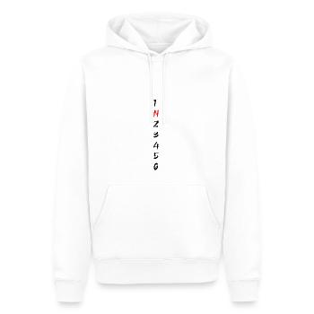 1N23456 - Männer Premium Bio Hoodie - Weiß - Vorne - Nico (187cm)