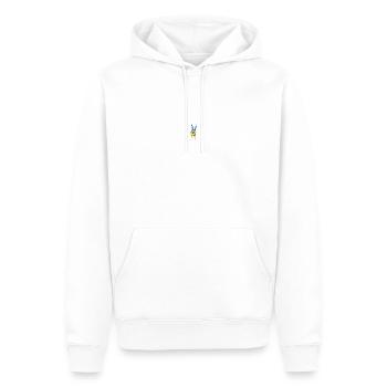 Paix en Ukraine - signe de paix - stop à la guerre - Frieden - Sweat à capuche Premium bio Homme - blanc - Devant - Nico (187cm)