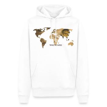 WORLD MAP - Männer Premium Bio Hoodie - Weiß - Vorne - Nico (187cm)