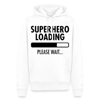 Superhero Loading- Please Wait... - Männer Premium Bio Hoodie - Weiß - Vorne - Nico (187cm)