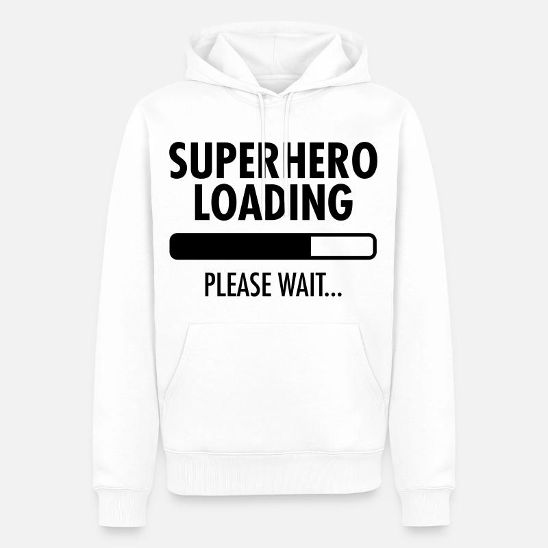 Superhero Loading- Please Wait... - Sweat à capuche Premium bio Homme - blanc