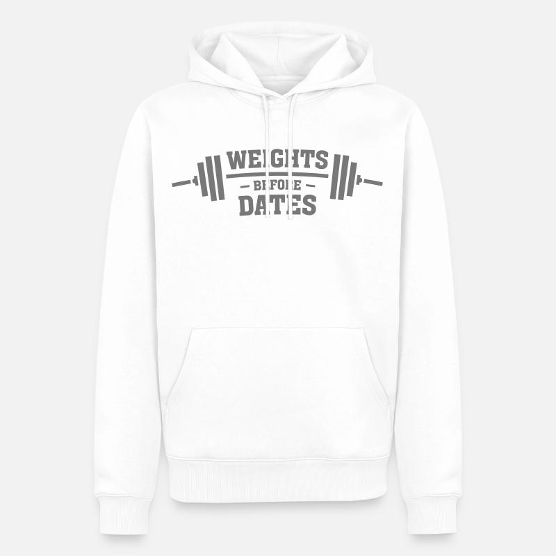 Weights Before Dates - Männer Premium Bio Hoodie - Weiß