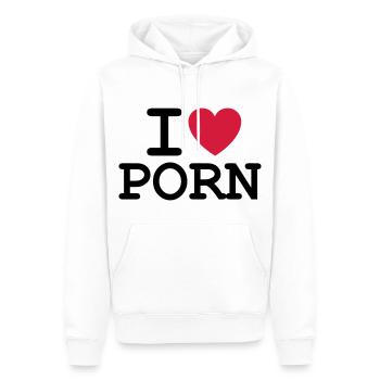 I Love Porn - Men’s Premium Organic Hoodie - white - Front - Nico (187cm)