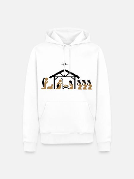 Weihnachtskrippe an Heiligabend - Männer Premium Bio Hoodie - Weiß