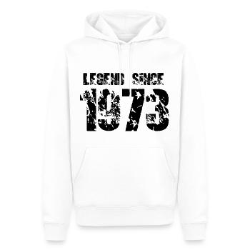 Légende depuis 1973 - Sweat à capuche Premium bio Homme - blanc - Devant - Nico (187cm)