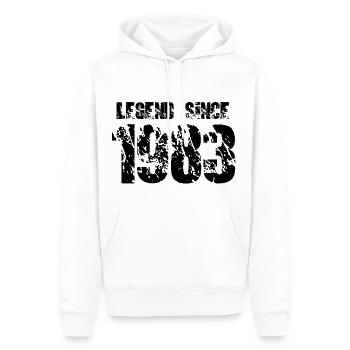 Légende depuis 1983 - Sweat à capuche Premium bio Homme - blanc - Devant - Nico (187cm)