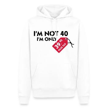 Ich bin nicht 40. Ich bin nur 39,99€ plus Steuern - Männer Premium Bio Hoodie - Weiß - Vorne - Nico (187cm)