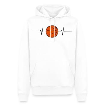 ballon de basket,fréquence cardiaque,sport,formes - Sweat à capuche Premium bio Homme - blanc - Devant - Nico (187cm)