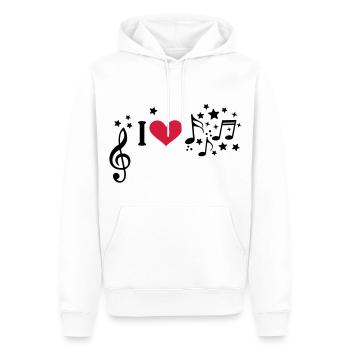 I love music. Add your own text, star, singer band - Men’s Premium Organic Hoodie - white - Front - Nico (187cm)