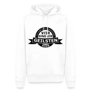 Wir sind die geilsten! - Männer Premium Bio Hoodie - Weiß - Vorne - Nico (187cm)