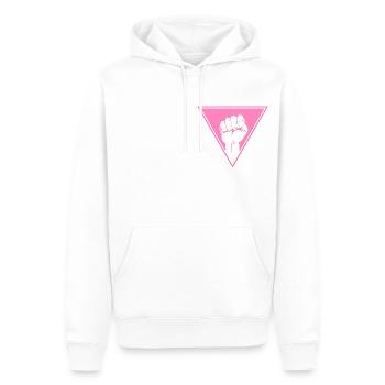 Angle rose, féroce! - Sweat à capuche Premium bio Homme - blanc - Devant - Nico (187cm)