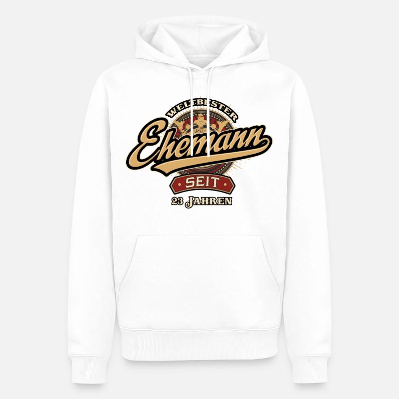 Weltbester Ehemann seit 23 Jahren - Hochzeitstag - Männer Premium Bio Hoodie - Weiß