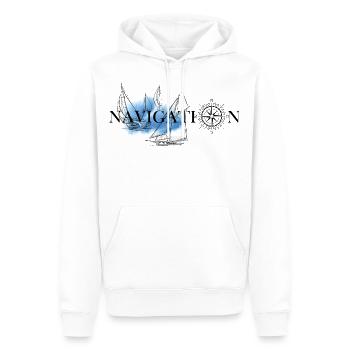 NAVIGATION - Men’s Premium Organic Hoodie - white - Front - Nico (187cm)