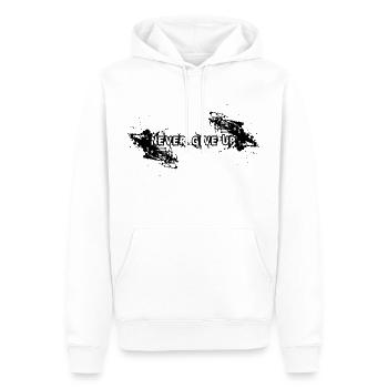 never give up - Sweat à capuche Premium bio Homme - blanc - Devant - Nico (187cm)