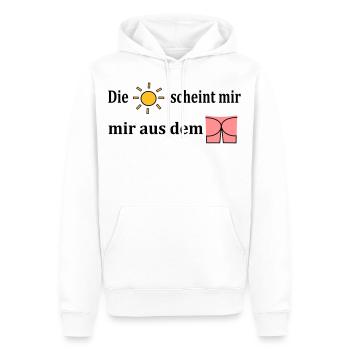 Die Sonne scheint mir aus dem Popo - Männer Premium Bio Hoodie - Weiß - Vorne - Nico (187cm)