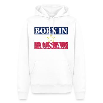 Born À Yugoslavia - Sweat à capuche Premium bio Homme - blanc - Devant - Nico (187cm)