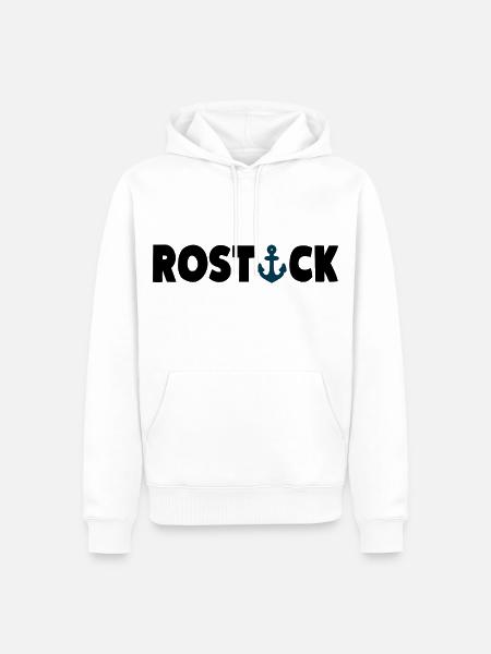 ROSTOCK Hansestadt Anker - Männer Premium Bio Hoodie - Weiß
