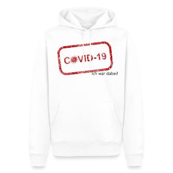 Covid 19 j’étais là ! Corona survit - Sweat à capuche Premium bio Homme - blanc - Devant - Nico (187cm)