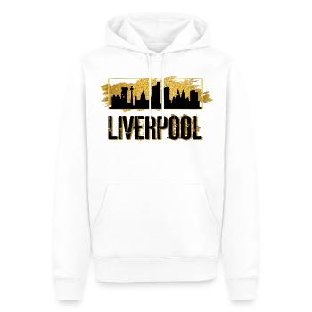 Liverpool Angleterre Ville Skyline Patrie Amour Gold - Sweat à capuche Premium bio Homme - blanc - Devant - Nico (187cm)